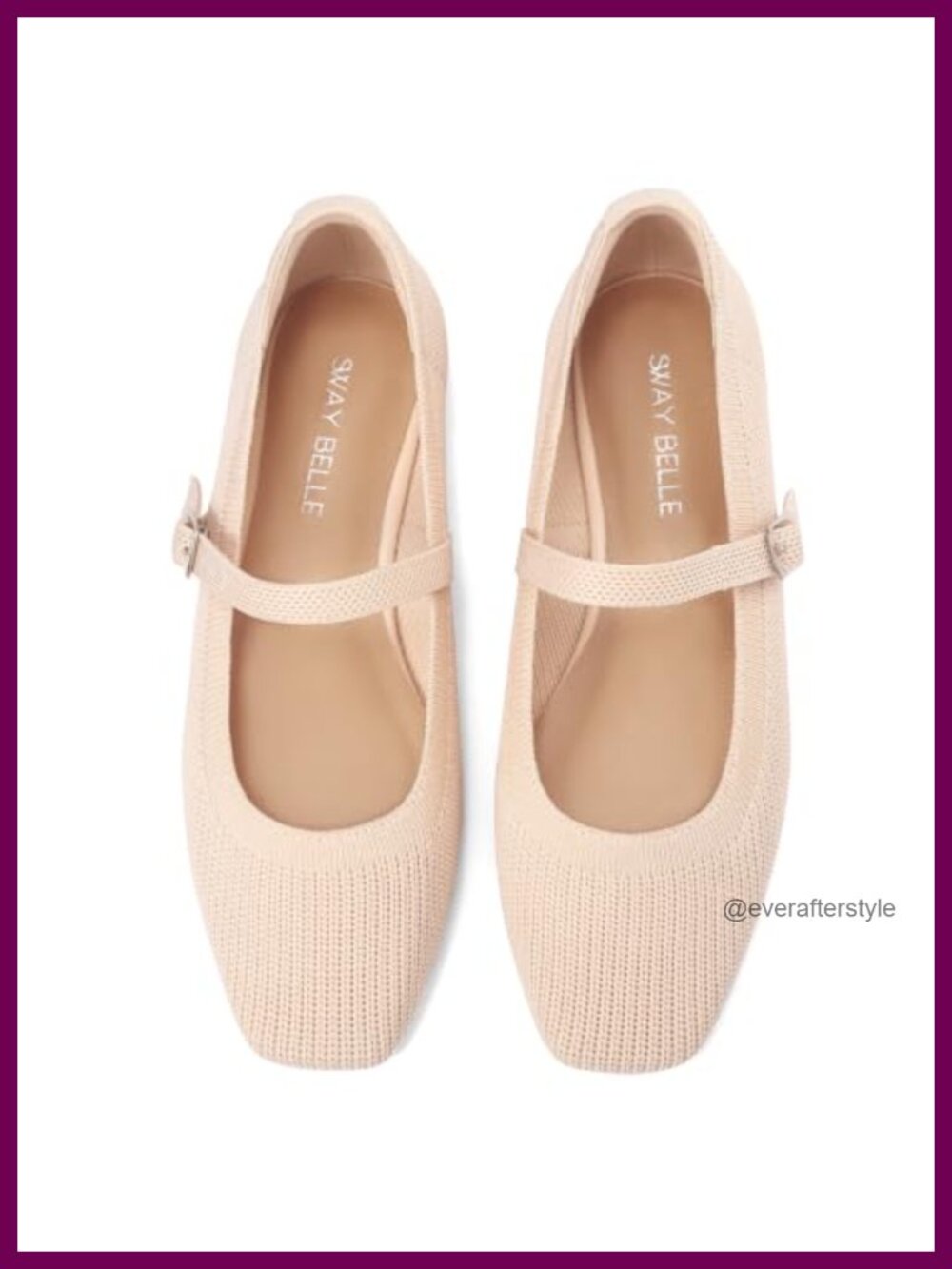 Womens Mary Jane Flats Square Closed Toe Knit Comfortable Work Shoe